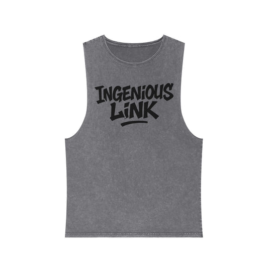 Unisex Stonewash Tank Top - Ingenious Link Graphic Tee for Summer Vibes