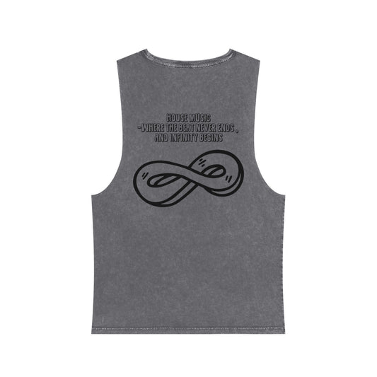 Unisex Stonewash Tank Top -Nefinity House Music Quote for Summer Vibes