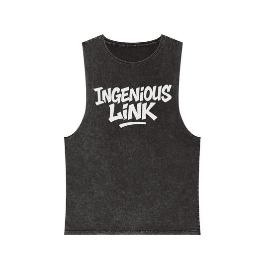 Unisex Stonewash Tank Top - Ingenious Link Graphic Tee for Summer Vibes